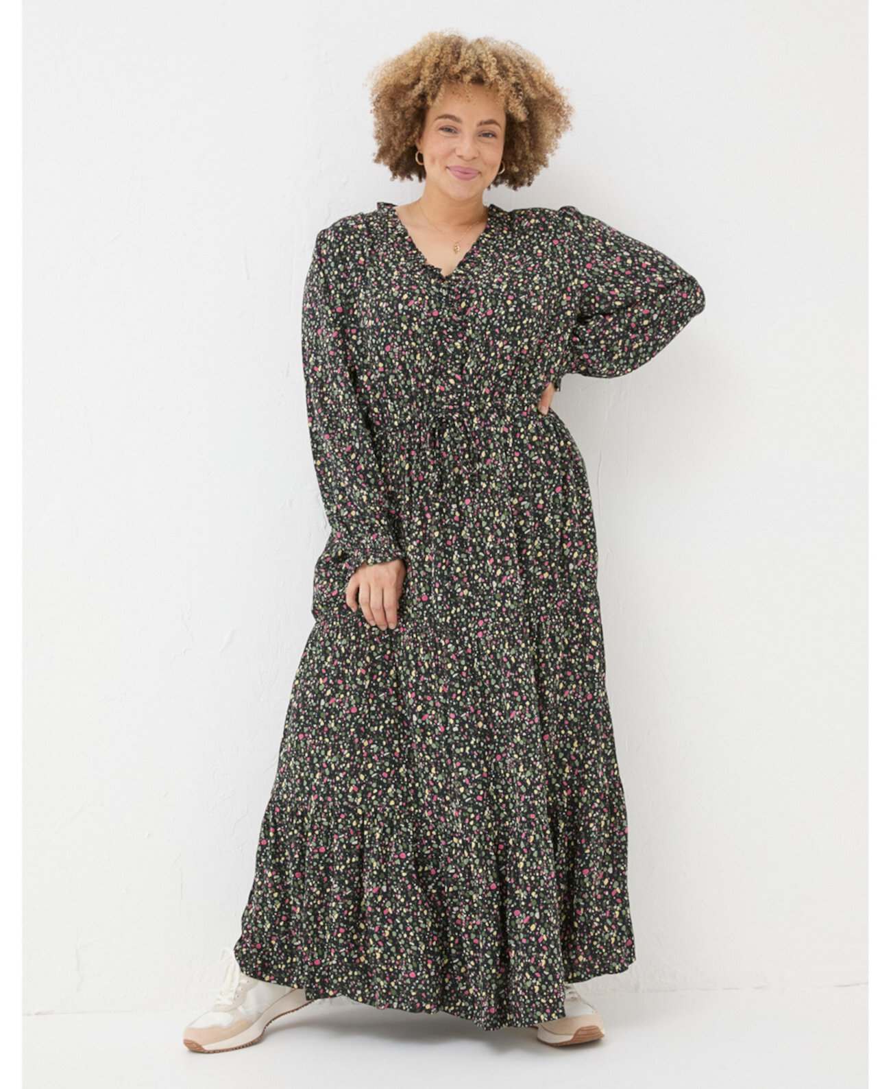 Plus Size Dahlia Ditsy Marks Maxi Dress FatFace