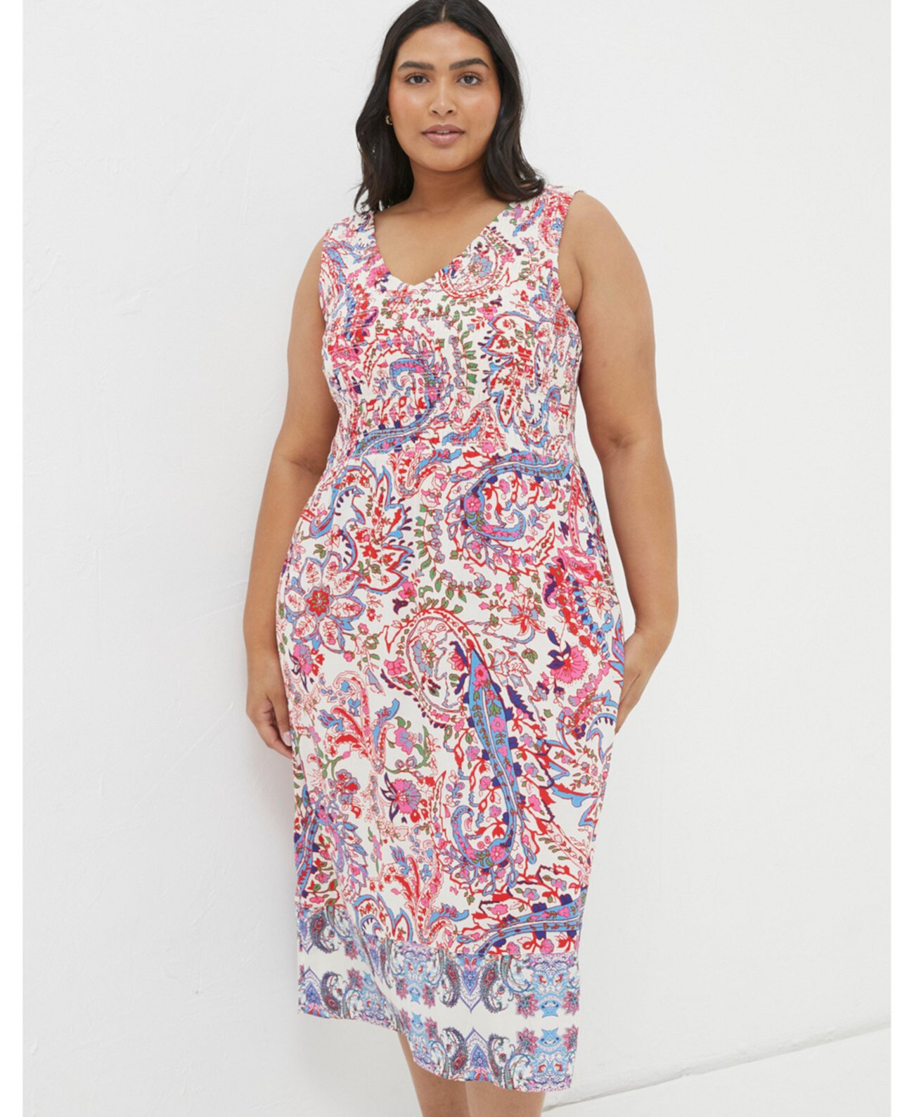 Women's Plus Size Aria Bright Paisley Midi Dress FatFace