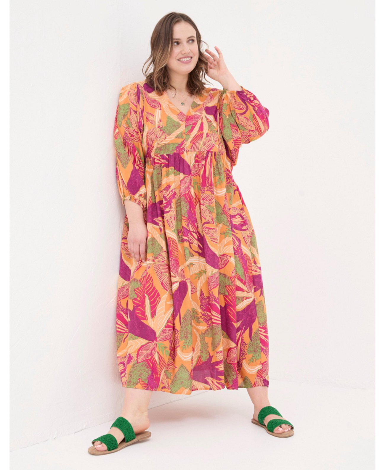 Plus Size Jocelyn Tropical Floral Midi Dress FatFace