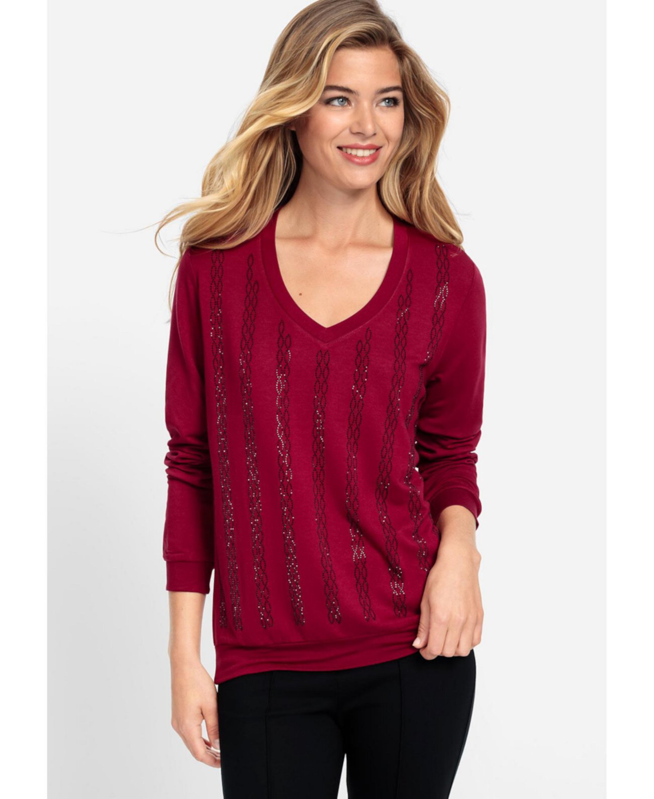 Women's Cable Sparkle Embellished T-Shirt Olsen