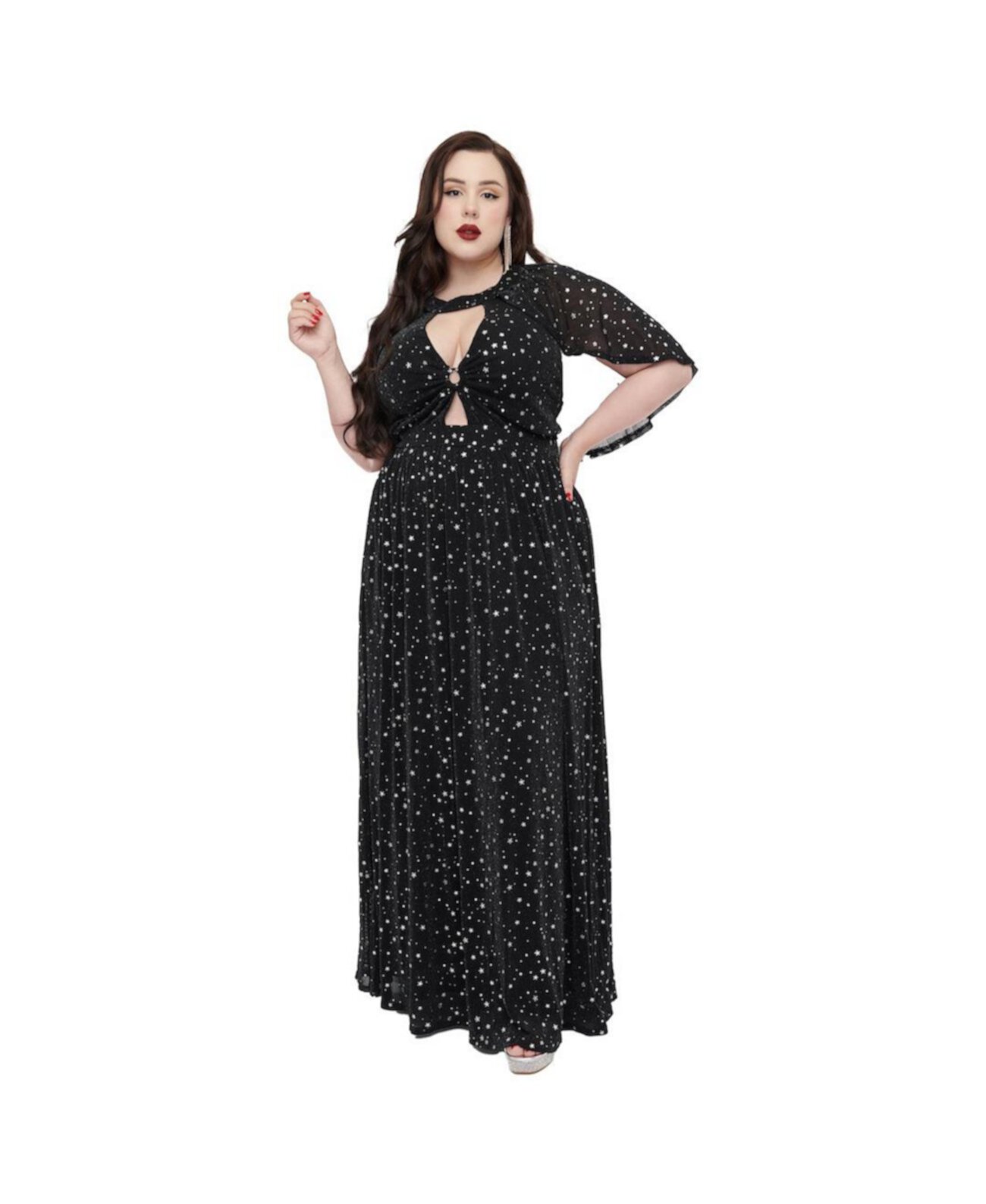 Plus Size Pleated Cape Maxi Dress Smak Parlour