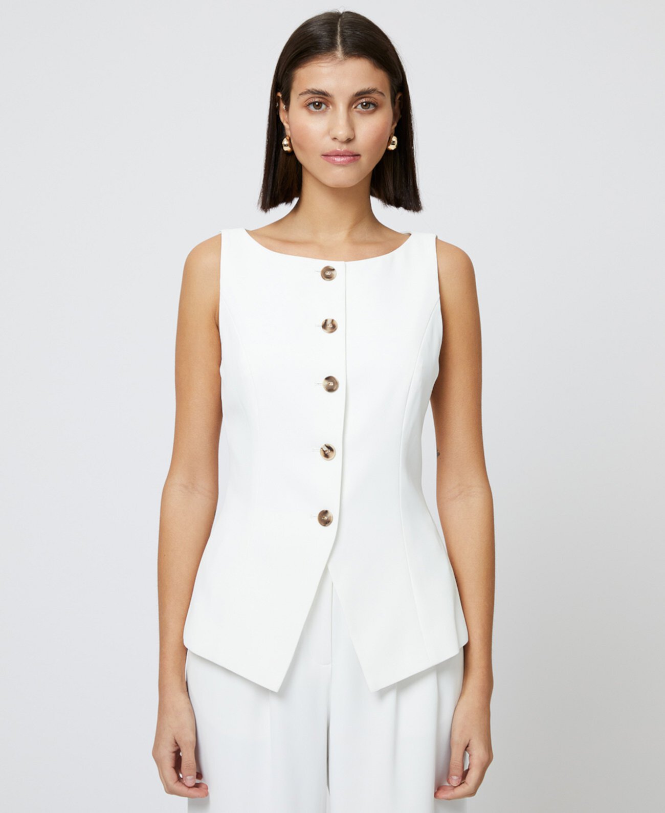 Women's Harrie Boat Neck Button-Front Vest French Connection