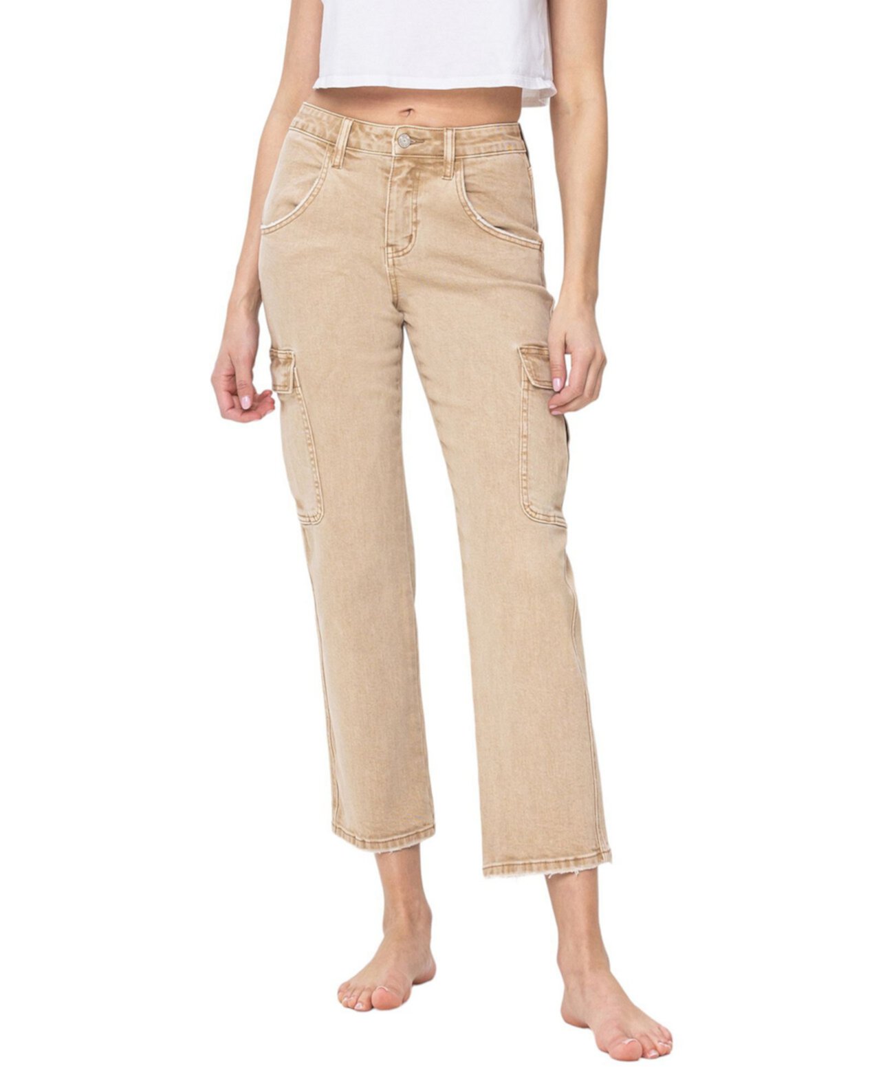 Women's High Rise Cargo Straight Jeans Vervet