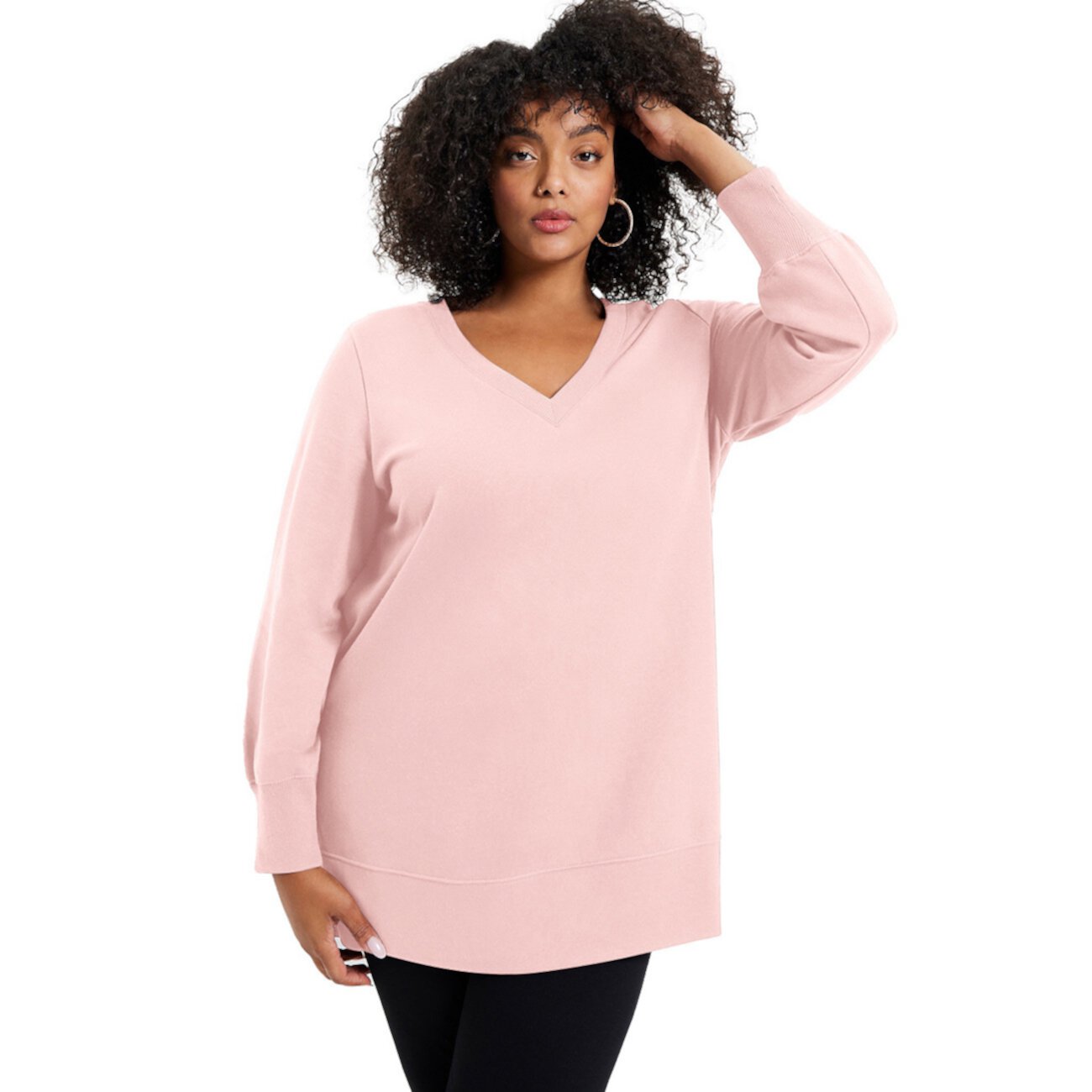 Women's Plus Size V-Neck French Terry Sweatshirt June + Vie