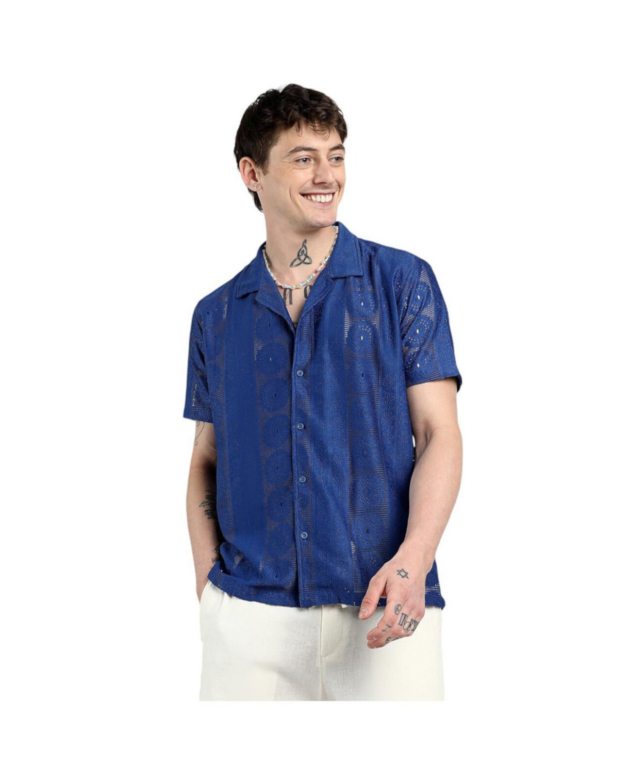 Men's Indigo Blue Mandala Shirt Campus Sutra