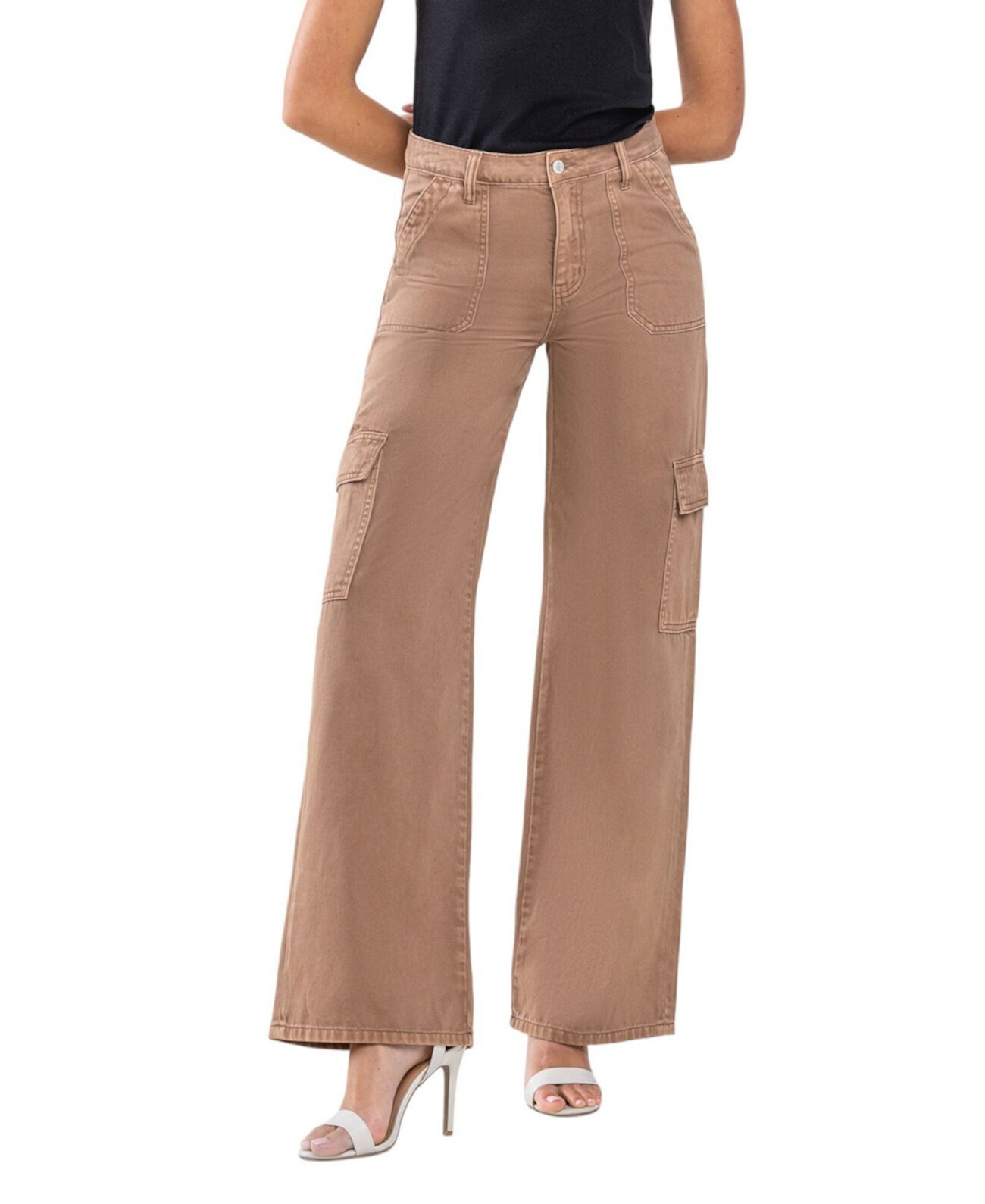 Women's High Rise Utility Cargo Wide Leg Jeans Vervet