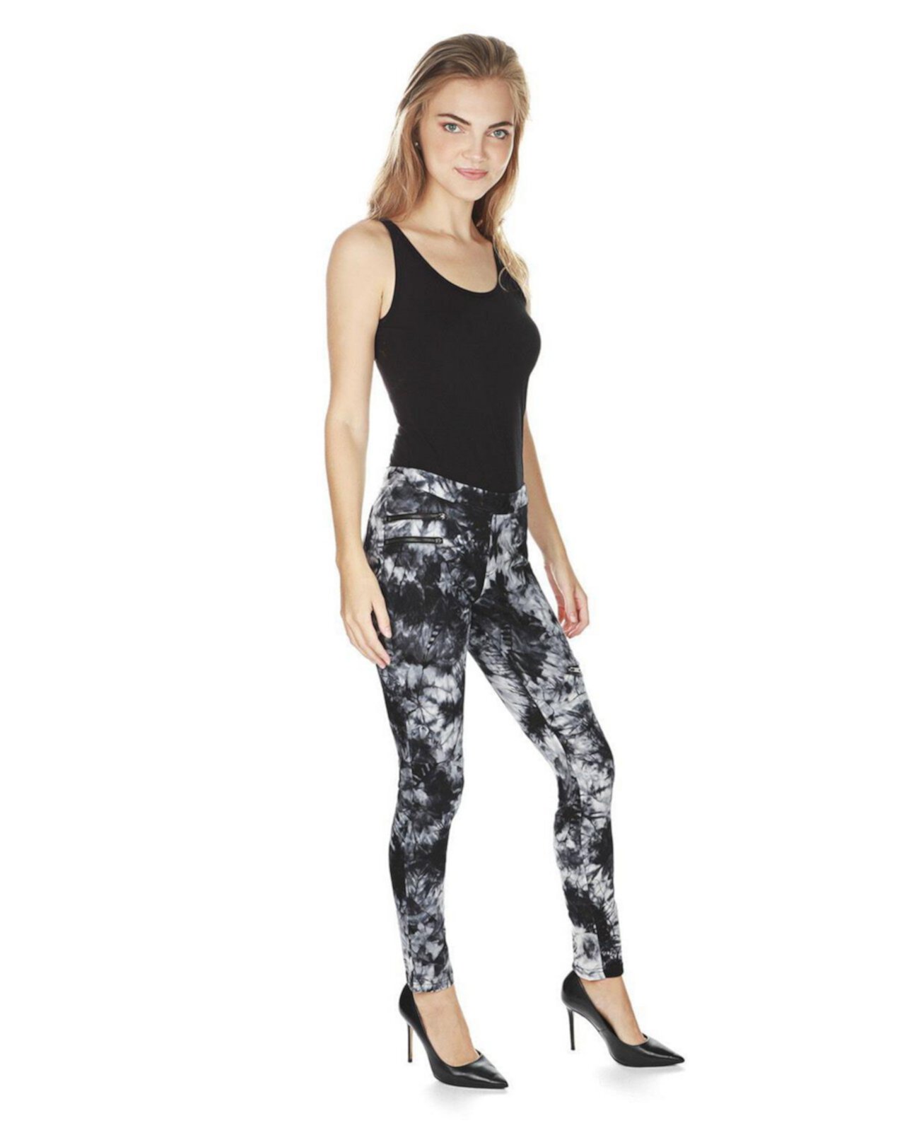 Women's Zip Tie Dye Soft Cotton Blend Leggings Memoi