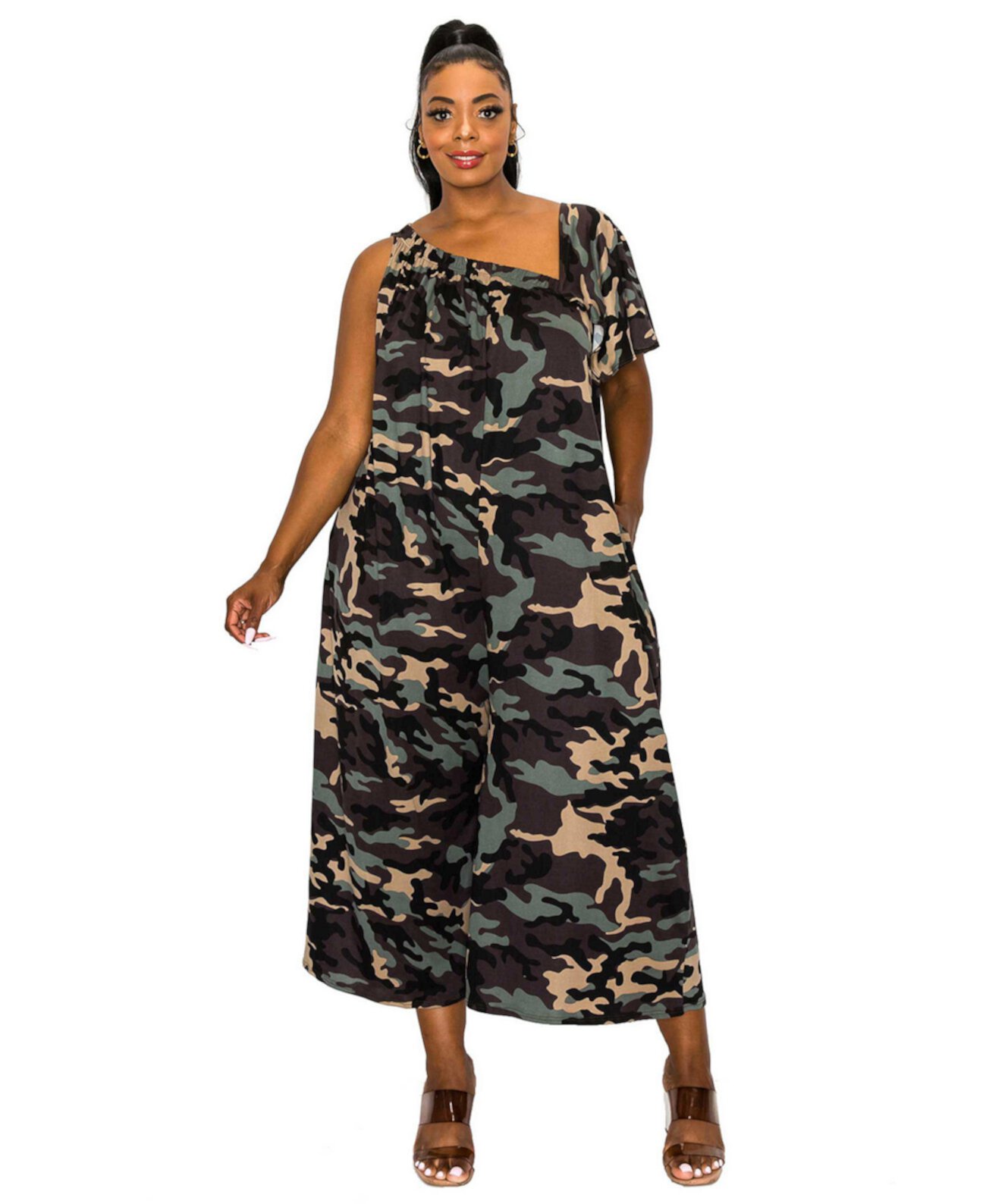 Plus Size Kahtia Wide-Legged Pocket Jumpsuit L I V D