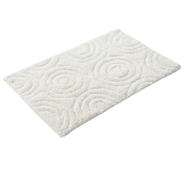 Beautiful Circle Design Premium Quality Year Round Cotton With Non-Skid Back Bath Rug Ivory Knightsbridge