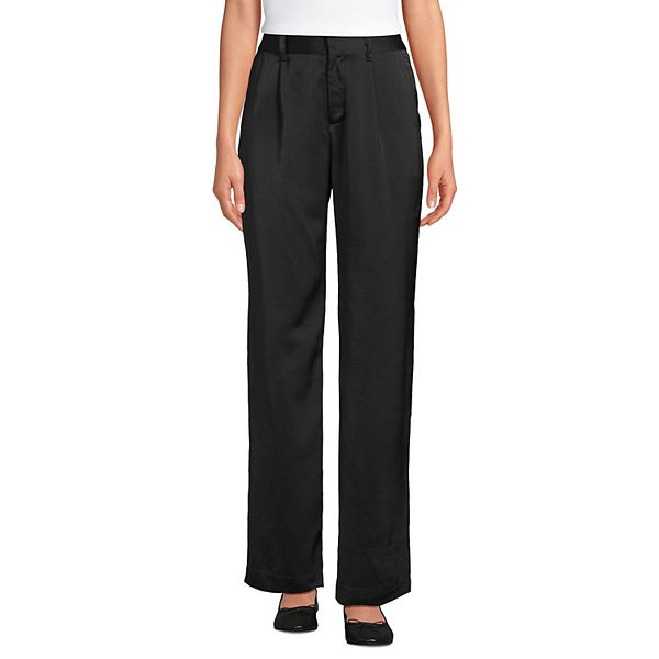 Women's Lands' End Satin Wide Leg Pleated Pants Lands' End