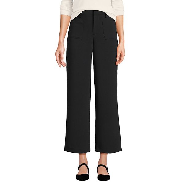 Women's Lands' End High Rise Patch Pocket Wide Leg Crop Pants Lands' End