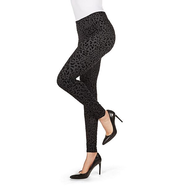 Flocked Monochrome Cheetah Leggings Memoi