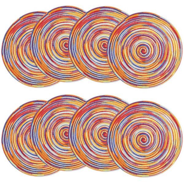 Set Of 8 Colorful Braided Round Placemats Stock Preferred