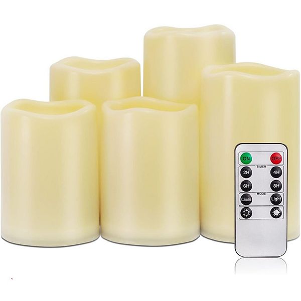 6x Led Flameless Candles Wax Pillar With Remote Stock Preferred