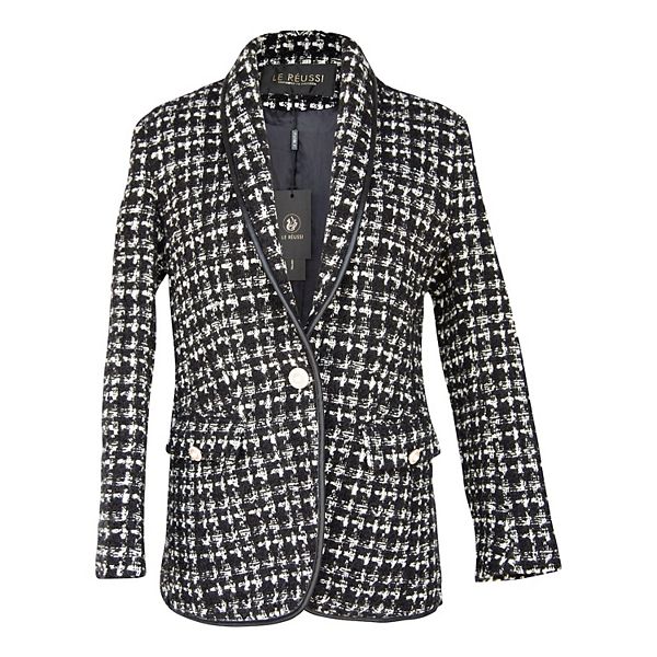 Black White Tweed Checkers Jacket Le Reussi