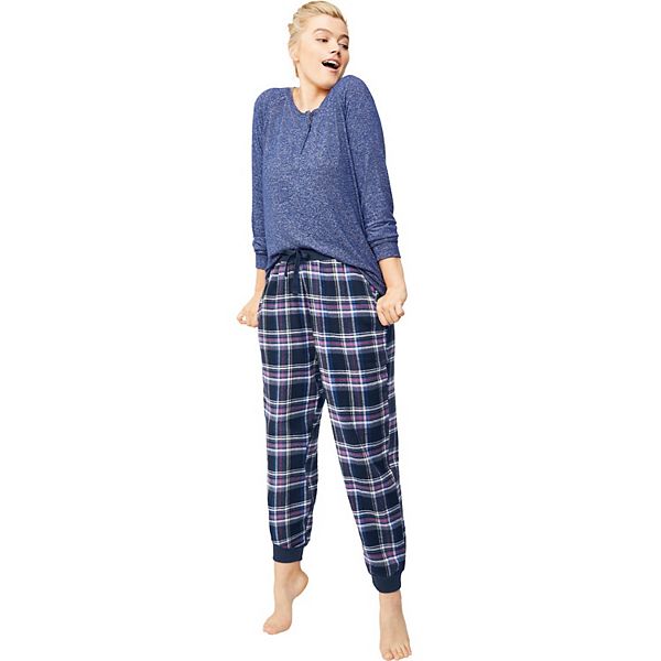 ellos Women's Plus Size Plaid Flannel Sleep Pants Ellos