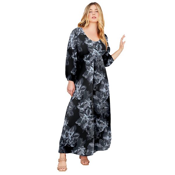 June + Vie Women's Plus Size -Sleeve Shirtdress June+Vie