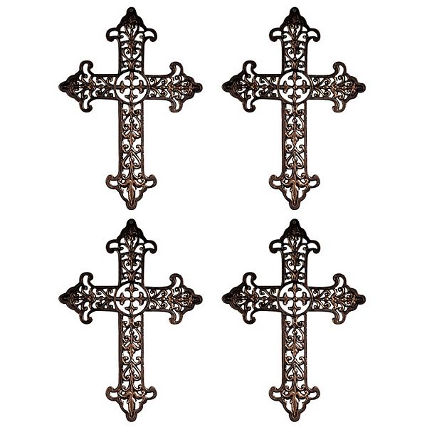 Fleur De Lis Cross: Set Of Four Design Toscano