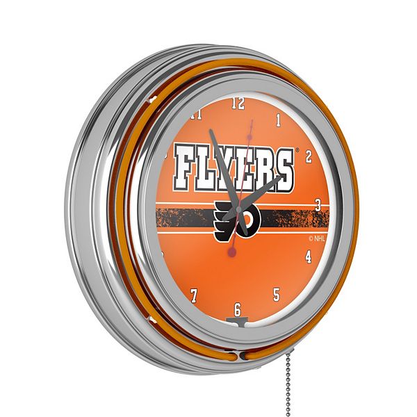 Настенные часы с неоновым логотипом Philadelphia Flyers, аналоговым механизмом, 37 см x 37 см, из пластика Trademark Gameroom