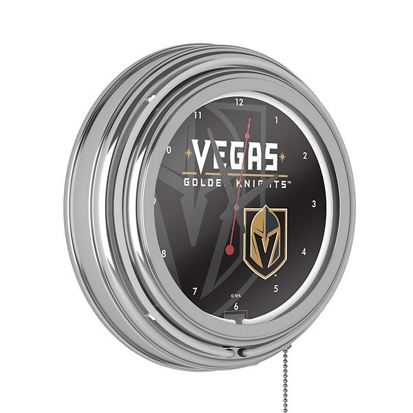 Неоновые настенные часы с логотипом Vegas Golden Knights, аналоговый механизм, диаметр 37 см Trademark Gameroom