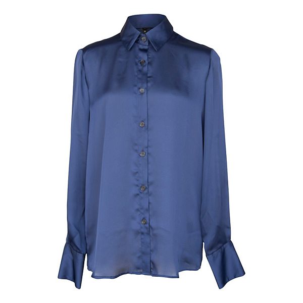 Classy Women Silk Blouse In Royal Blue Le Reussi