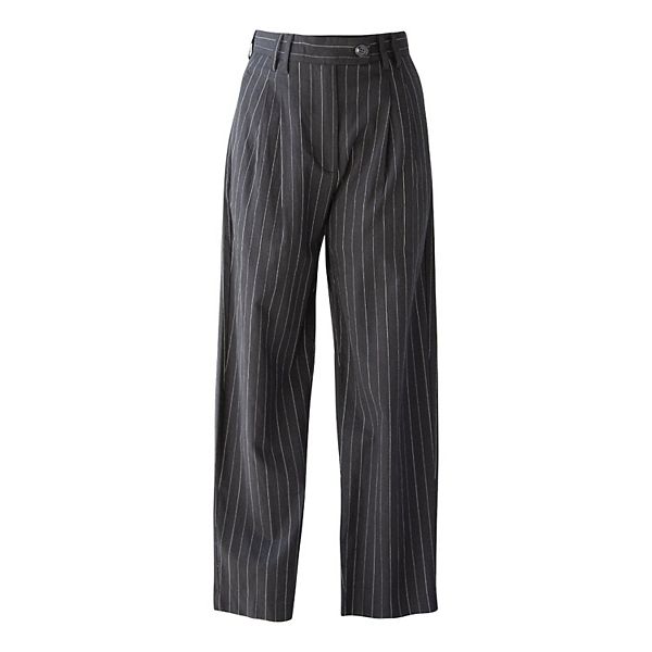 Black Pinstripes Suit Pants Le Reussi