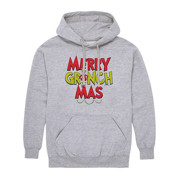 Мужское худи с принтом Grinch Merry Grinchmas, длинными рукавами и карманом-кенгуру Grinch