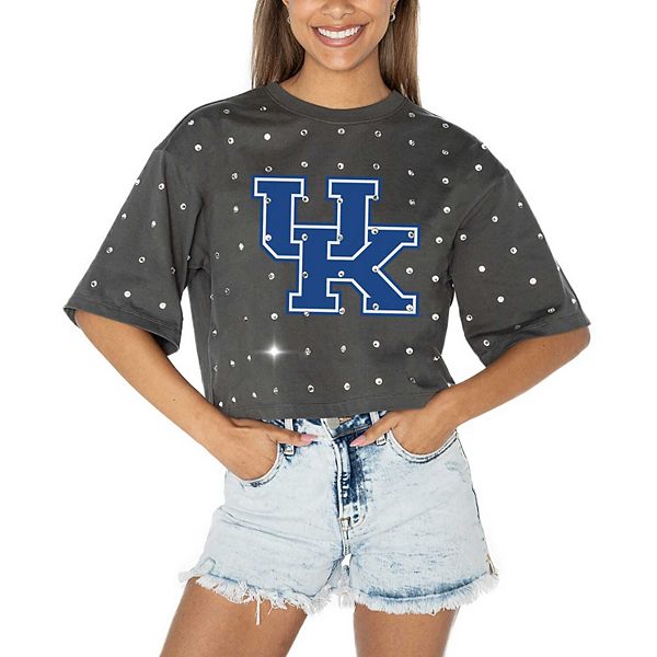 Women's Gameday Couture Gray Kentucky Wildcats Go Time Rhinestone Crop T-Shirt Gameday Couture