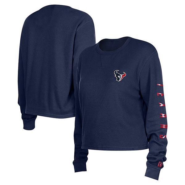 Women's New Era  Navy Houston Texans Thermal Crop Long Sleeve T-Shirt New Era