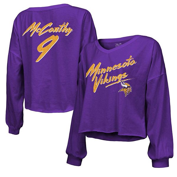 Фиолетовая футболка с длинным рукавом J.J. McCarthy Minnesota Vikings от Majestic Threads из 100% хлопка Majestic Threads