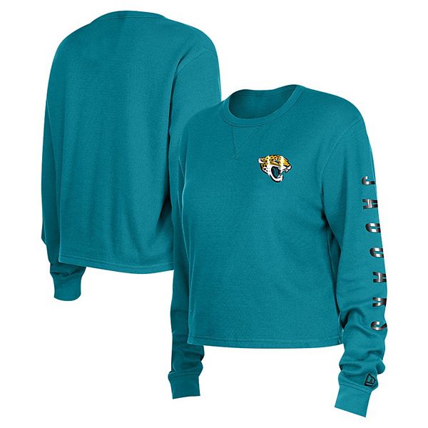 Women's New Era  Teal Jacksonville Jaguars Thermal Crop Long Sleeve T-Shirt New Era