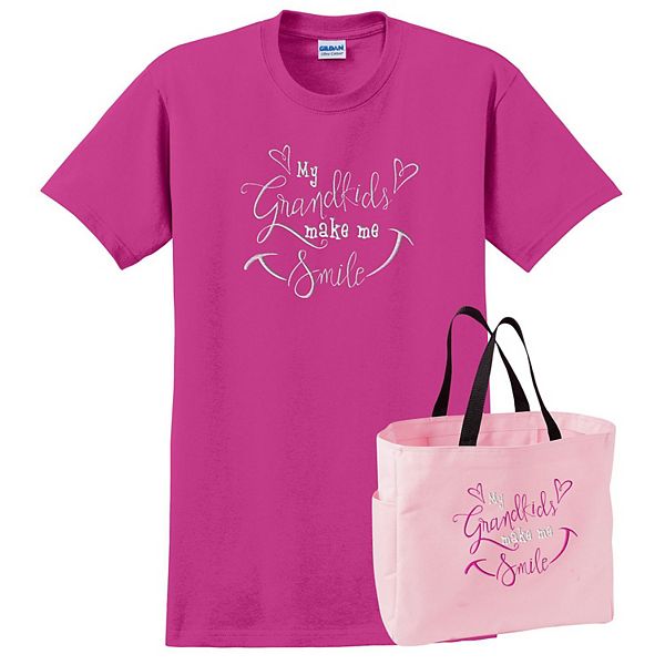 My Grandkids make me Smile Women's Adult T-Shirt w/ Tote Handbag MCCC Sportswear