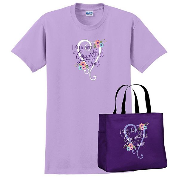 Purple "my Grandkids Make Me Smile" Women Adult Shirt With Tote Handbag  - Extra Large MCCC Sportswear