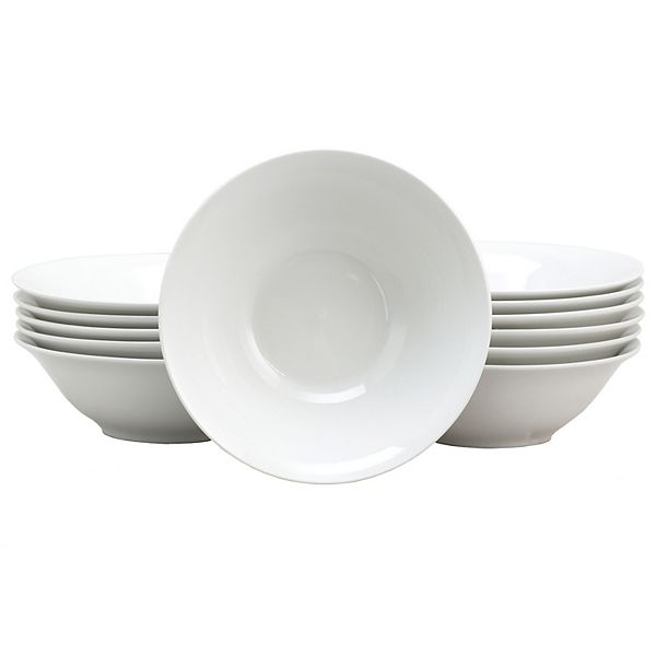 Gibson Everyday Noble Court 7 Inch Fine Ceramic Bowls in White 12 Piece Set Gibson Everyday