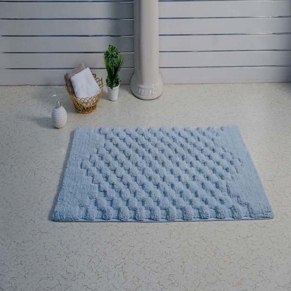 Gorgeous Block Pattern High Quality Year Round Cotton With Non-Skid Back Bath Rug Knightsbridge