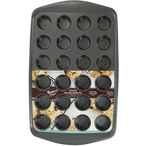 Gibson 24-Cup Baker's Friend Nonstick Steel Mini Muffin Pan Gibson Home