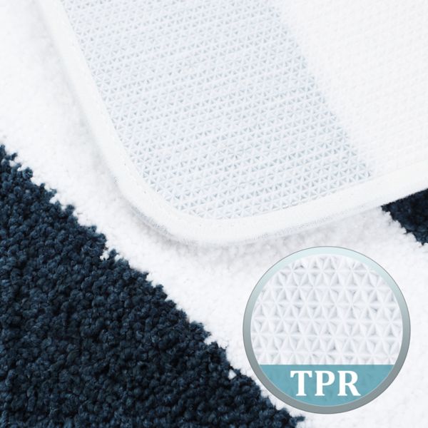 Microfiber Striped Bathroom Rugs Shaggy Soft Thick Water Absorbent Bath Mat, 20" x 31" PiccoCasa