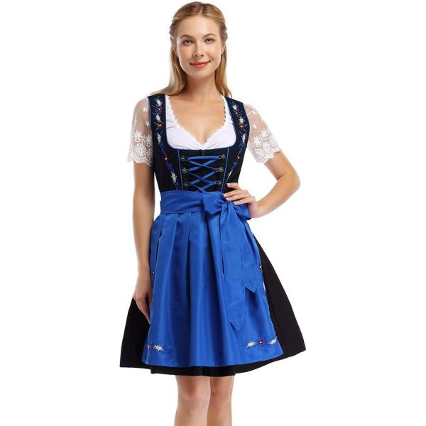 Women's German Dirndl Dress 2 Pieces Costumes For Bavarian Oktoberfest Carnival Halloween Kojooin