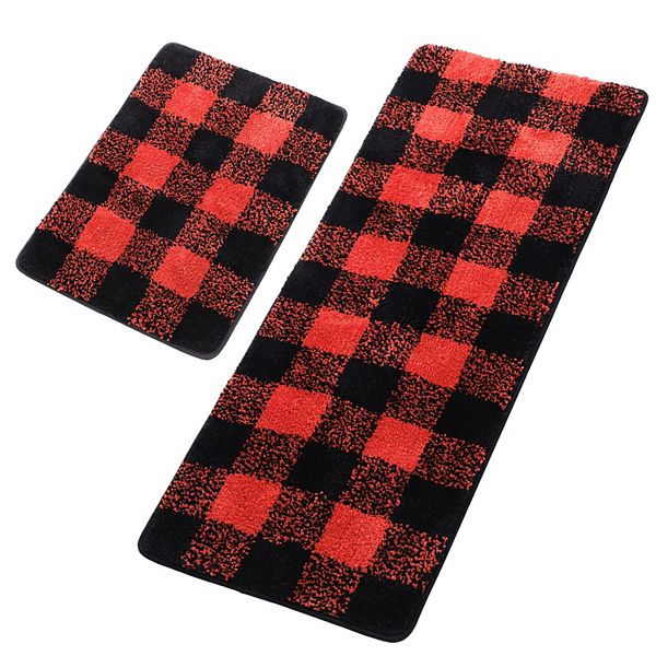 2 pcs Shaggy Soft Thick&Water Absorbent Bath Mat, 17" x 24" & 17" x 47" PiccoCasa