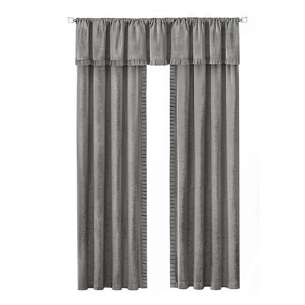 Kate Aurora Modern Lux Complete 3 Piece Chenille Curtain Panels & Valance Set Kate Aurora