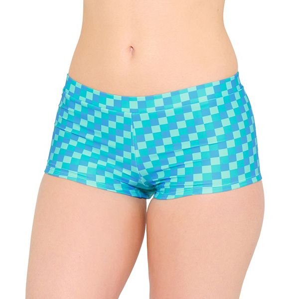 Juniors' Ninety-Nine° Check It Out Boyshort Swim Bottoms Ninety-Nine Degrees