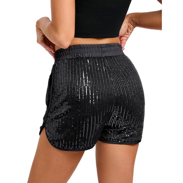 Womens Shorts Sequin High Waist Mini Shorts Glitter Dance Hip Sparkle Party Disco Missky