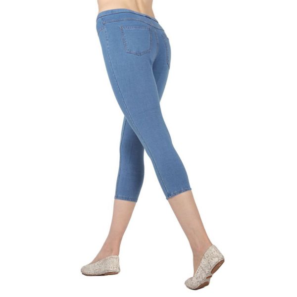 Priga Denim Cotton Capri Jean Leggings Memoi