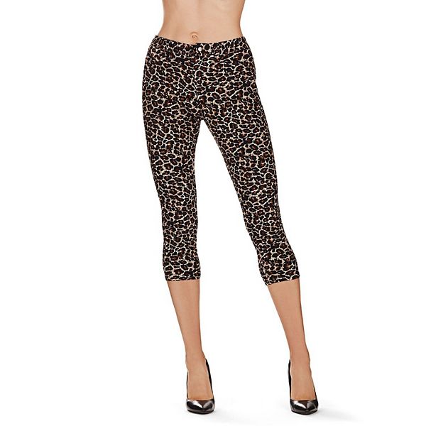 Leopardito Capri Leopard Cotton Blend Leggings Memoi