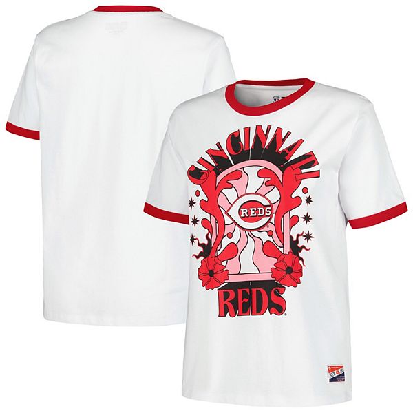 Women's New Era White Cincinnati Reds Oversized Ringer T-Shirt New Era