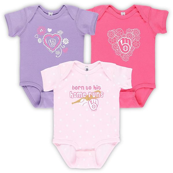 Infant Soft as a Grape Milwaukee Brewers 3-Pack Bodysuit Set Soft As A Grape