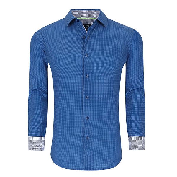 Tom Baine Slim Fit Performance Long Sleeve Geometric Button Down Tom Baine