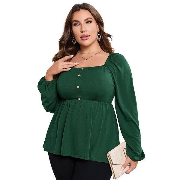 Plus Size Tops Women's T Shirts Babydoll Blouse Missky