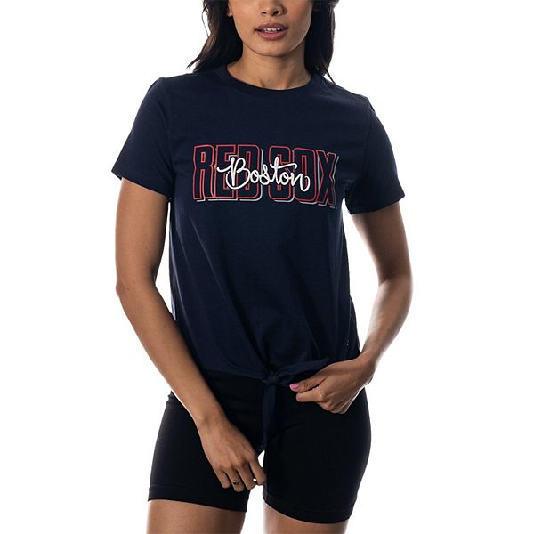 Women's The Wild Collective Navy Boston Red Sox Twist Front T-Shirt The Wild Collective