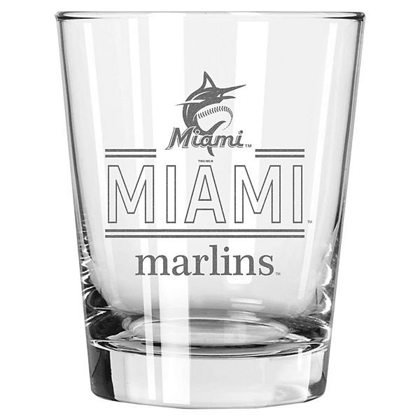 Стакан Double Old Fashioned 450 мл с логотипом Miami Marlins, 100% стекло, подходит для мытья в посудомоечной машине The Memory Company